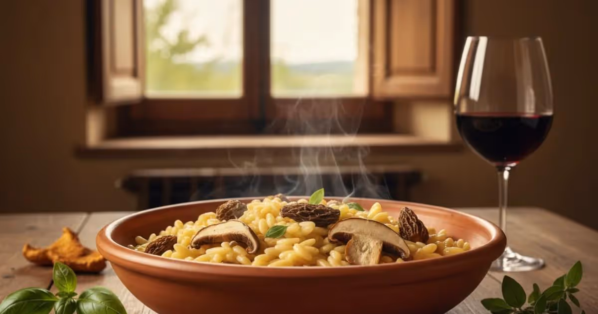 Orzo crémeux au poulet et champignons sauvages : ma recette réconfortante
