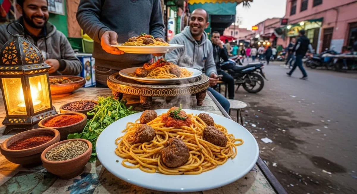 Recette de spaghetti aux boulettes de viande marocaines à la coriandre
